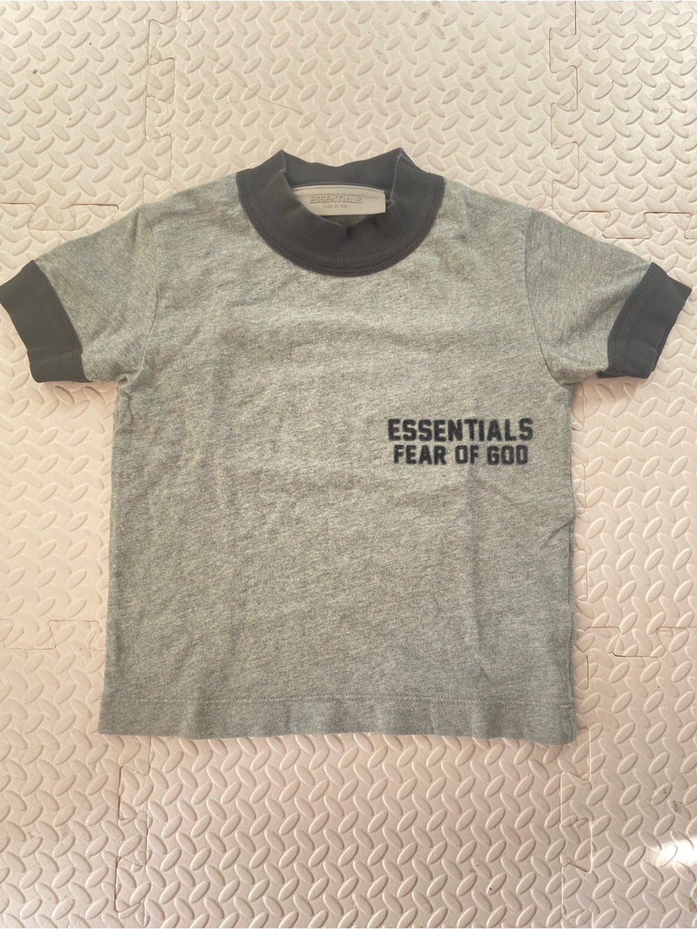 Fear of God Essentials Kids Heather Gray Tee with Black Trim